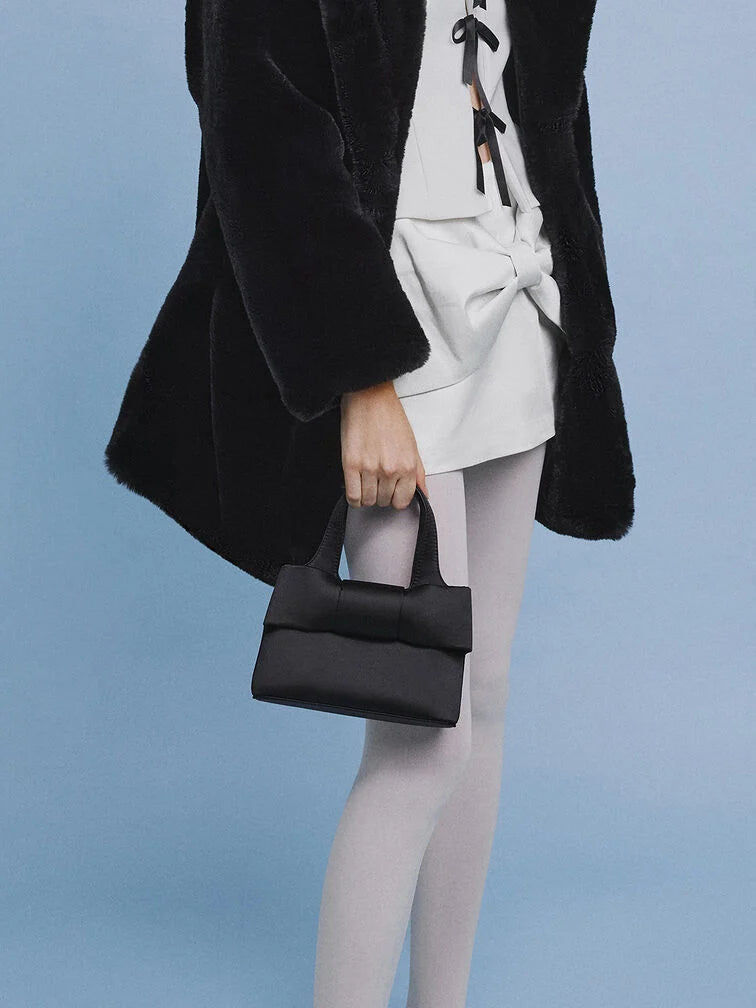 Charles & Keith Satin Bow Bucket Bag