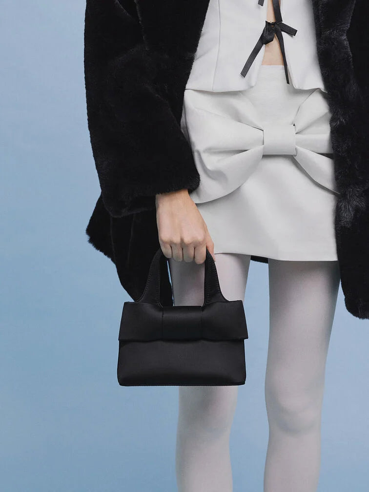 Charles & Keith Satin Bow Bucket Bag
