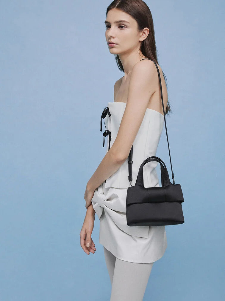 Charles & Keith Satin Bow Bucket Bag