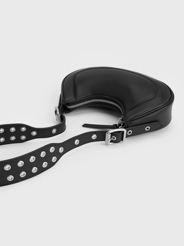 Charles & Keith Petra Grommet-Strap Curved Shoulder Bag