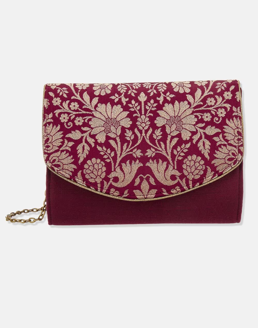 Red Round Flap Foldover Clutch