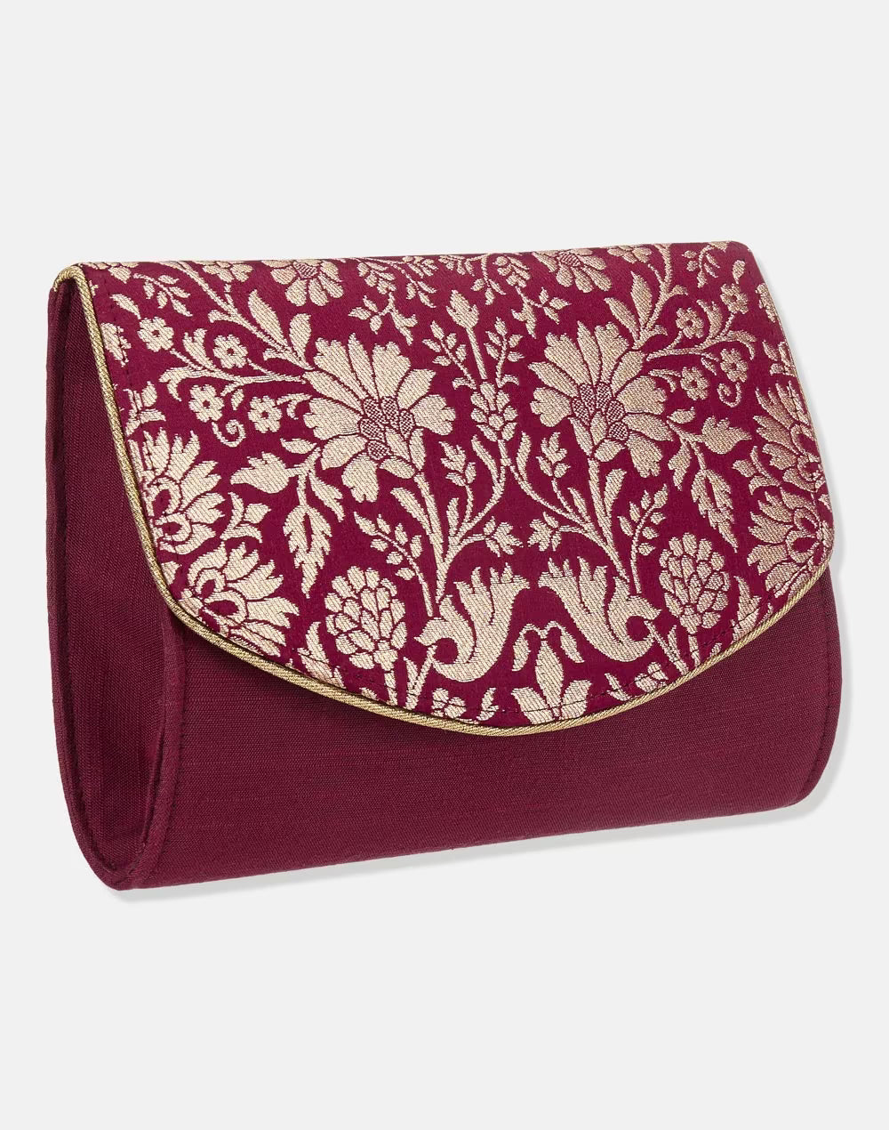 Red Round Flap Foldover Clutch