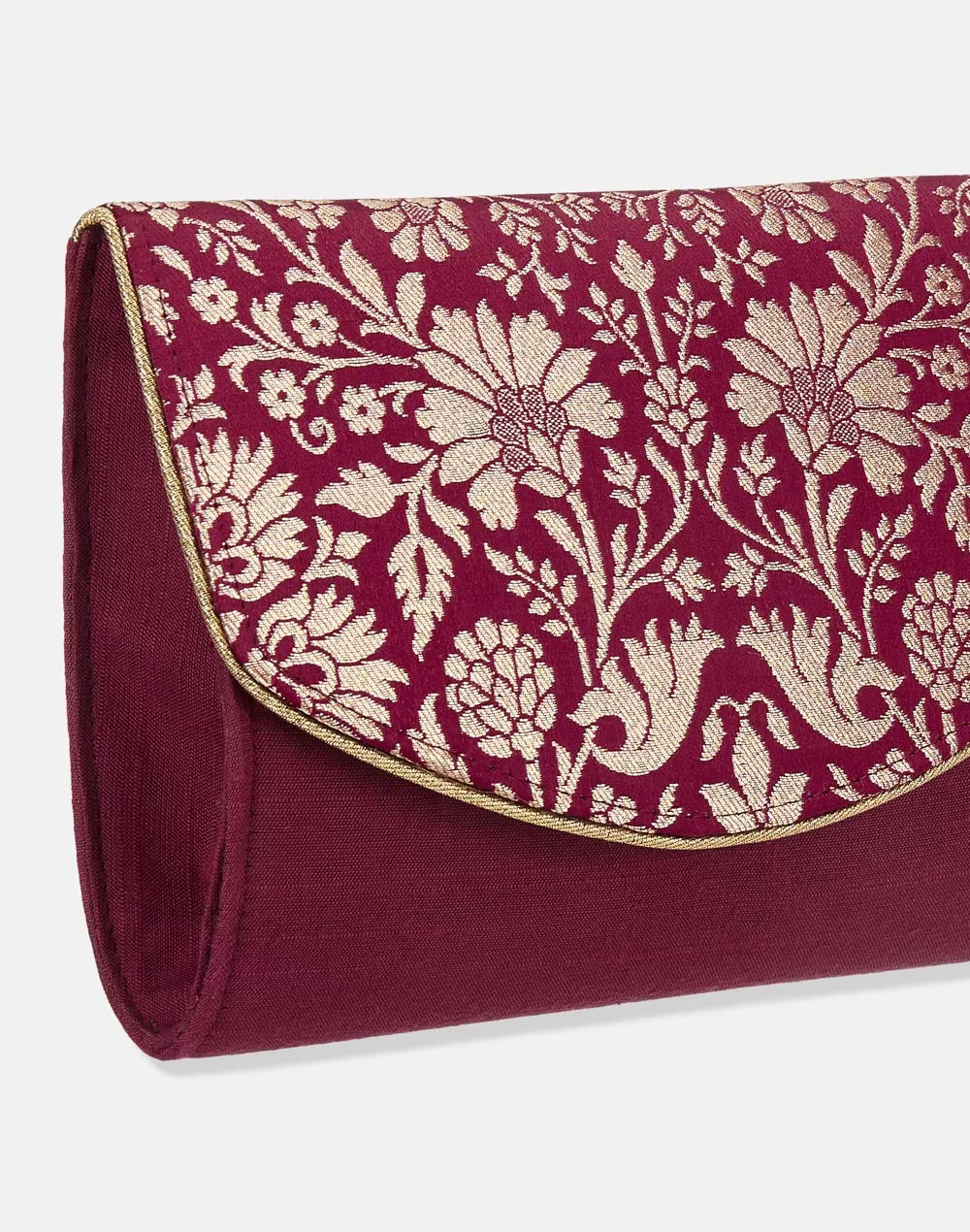 Red Round Flap Foldover Clutch