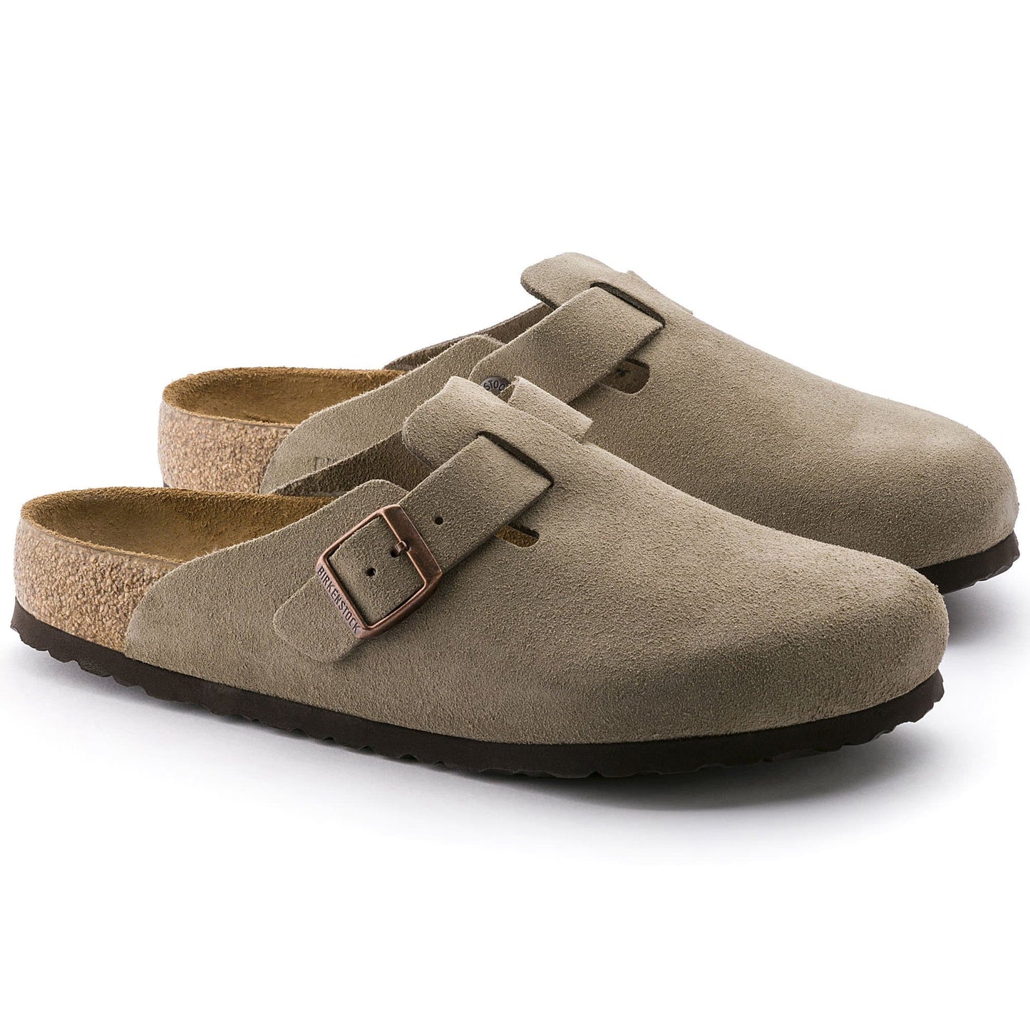 BIRKENSTOCK Boston Soft Footbed Suede Leather - Gray/Taupe