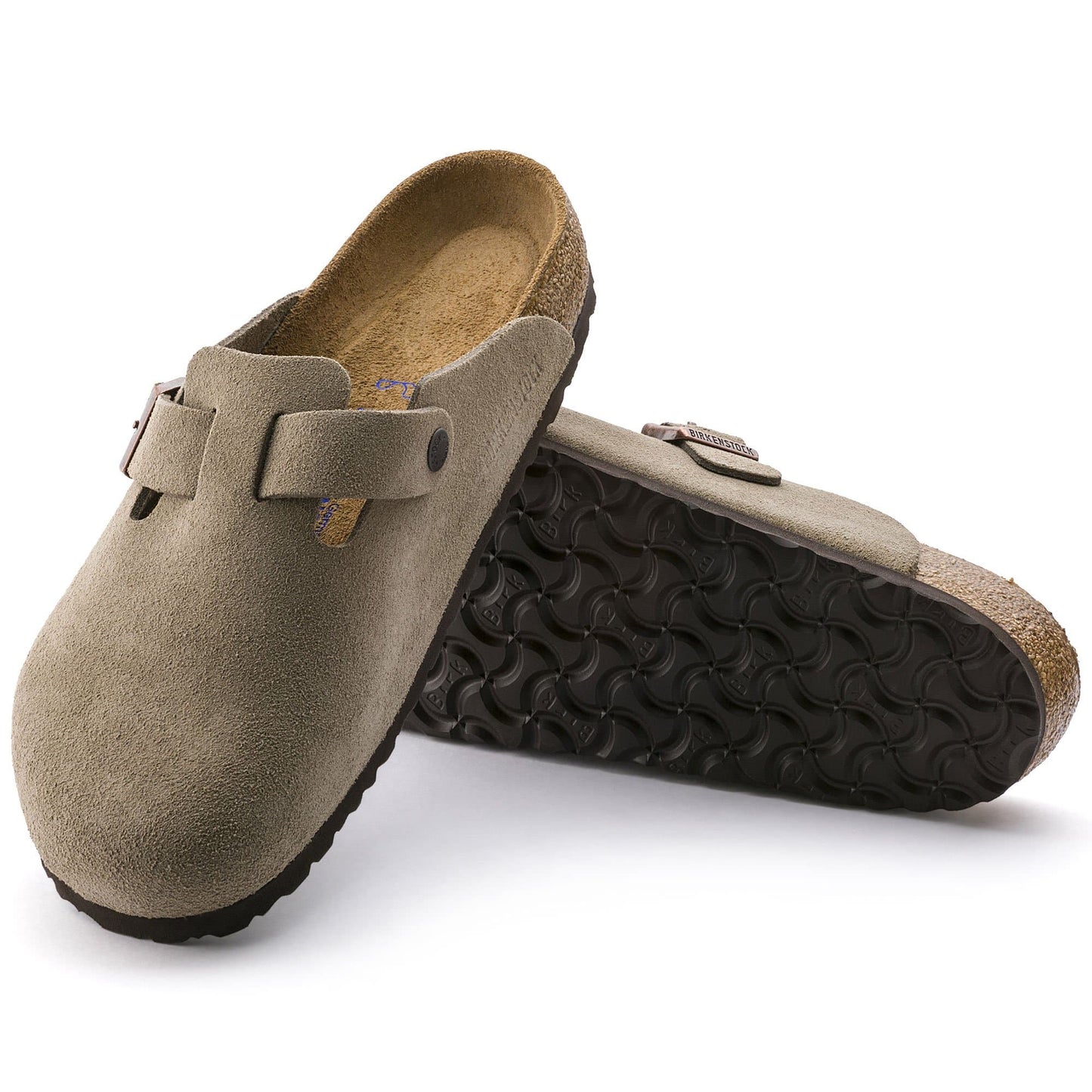 BIRKENSTOCK Boston Soft Footbed Suede Leather - Gray/Taupe