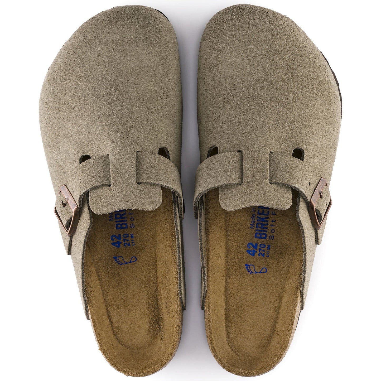 BIRKENSTOCK Boston Soft Footbed Suede Leather - Gray/Taupe
