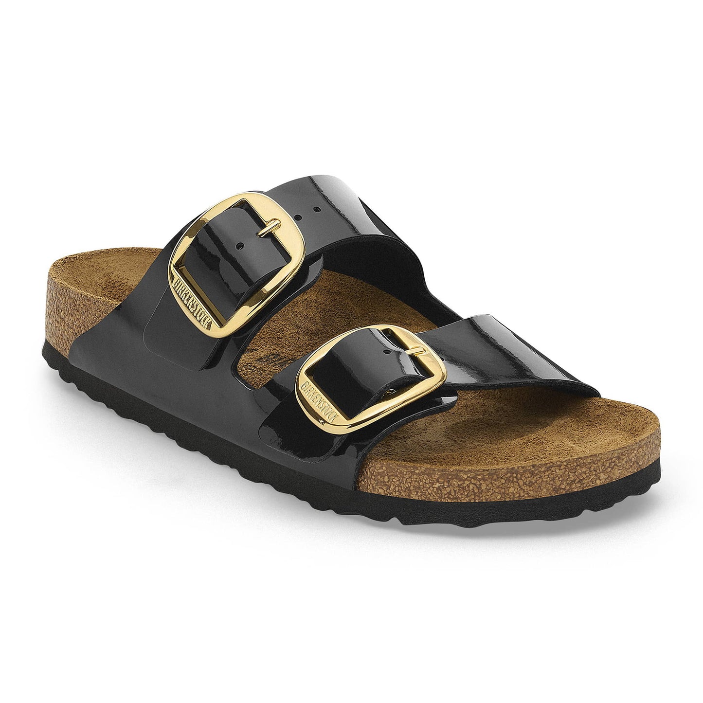 BIRKENSTOCK Arizona Big Buckle Birko-Flor Patent - Black/Patent Black/Gold