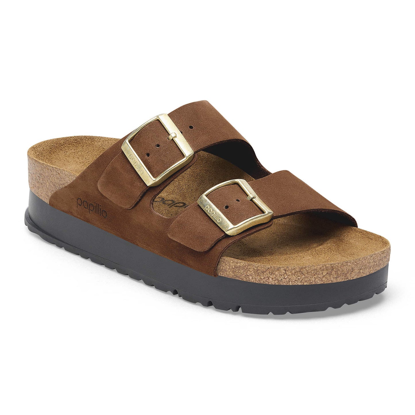 BIRKENSTOCK Arizona Flex Platform Nubuk Leather - Brown/Dark Tea
