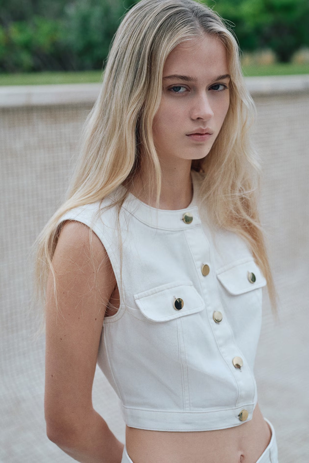 H&M Cropped Denim Top