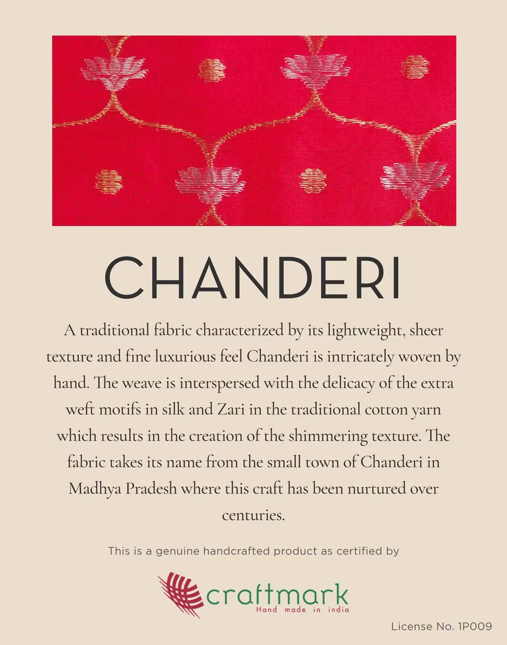 Red Cotton Silk Blend Chanderi Sari