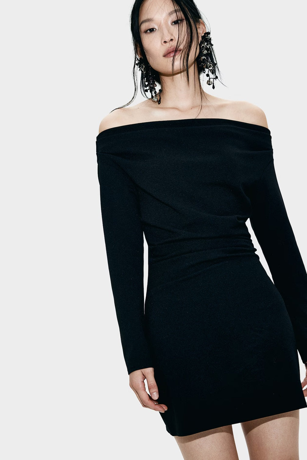 H&M Draped Off-The-Shoulder Dress