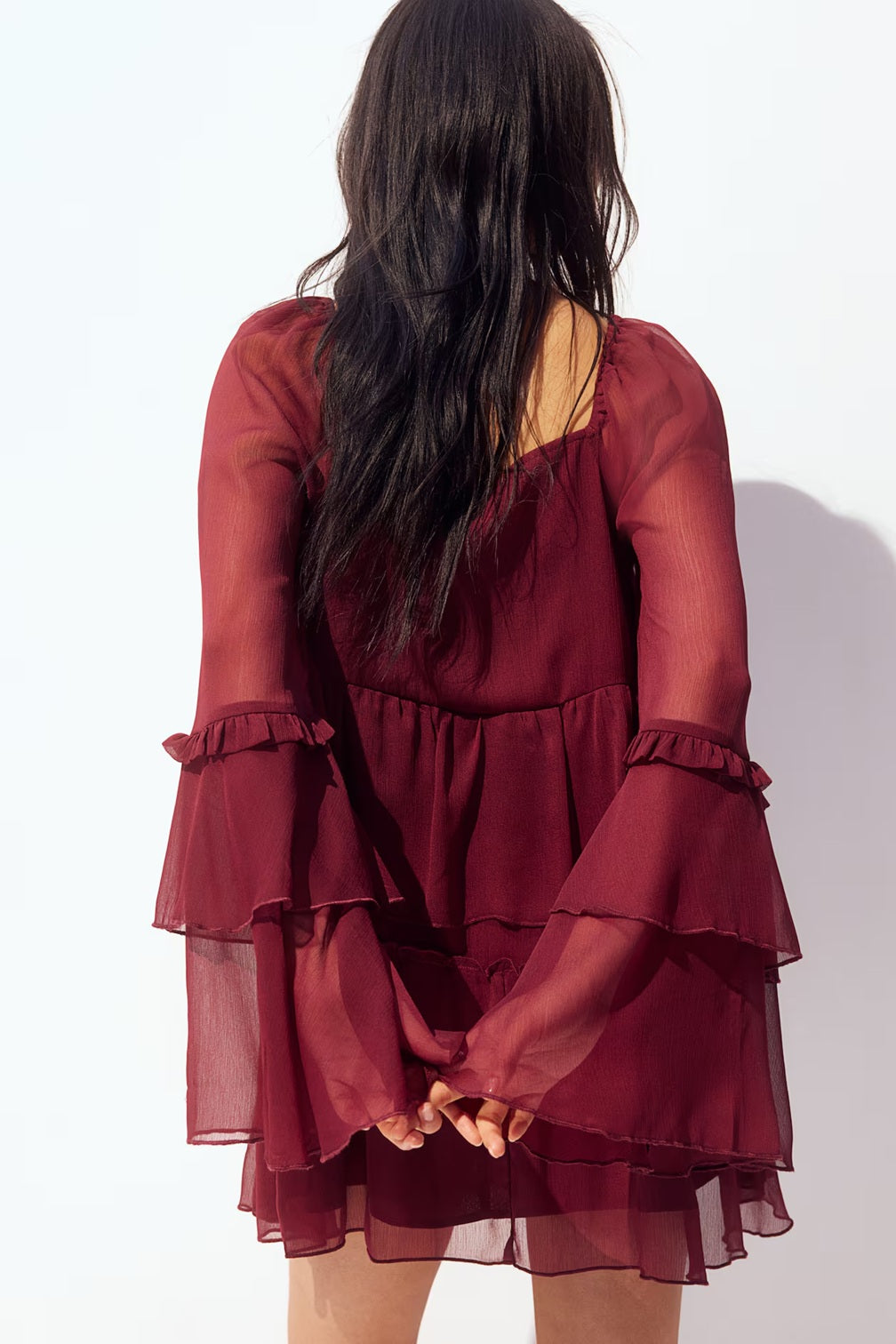 H&M Flounced Chiffon Dress