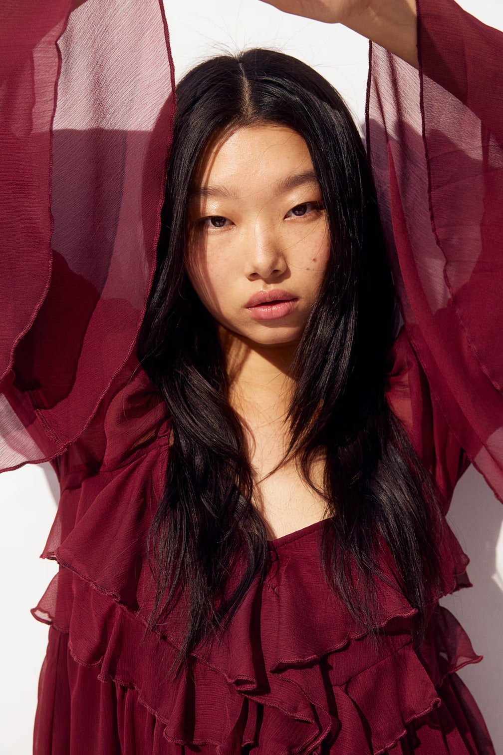 H&M Flounced Chiffon Dress