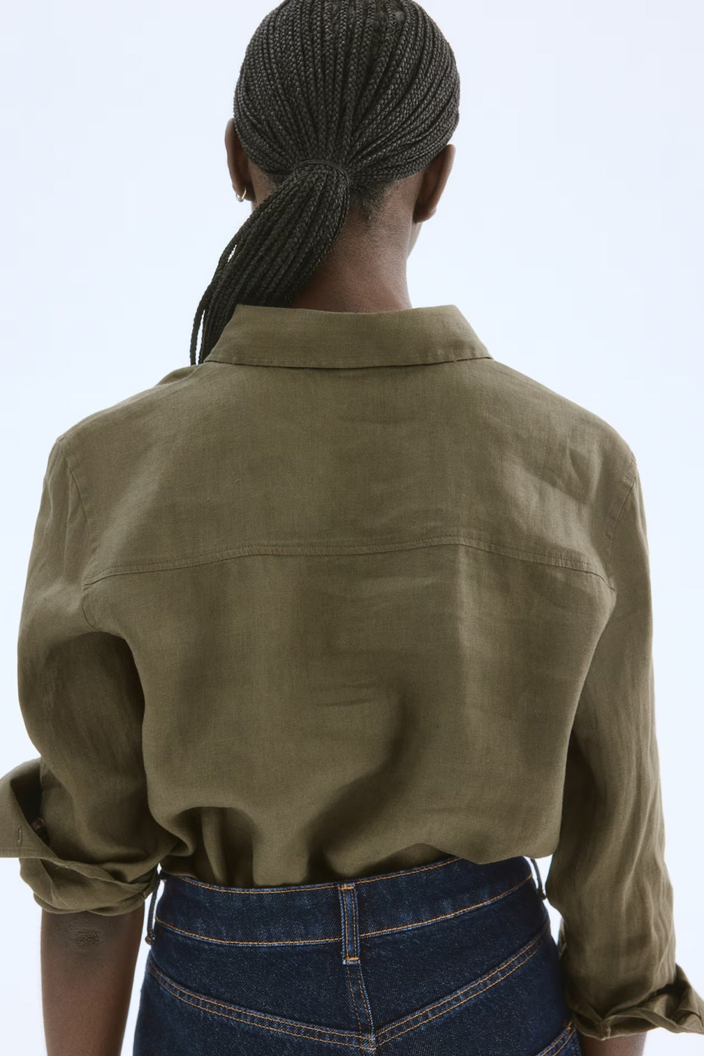 H&M Linen Shirt - Black/Khaki