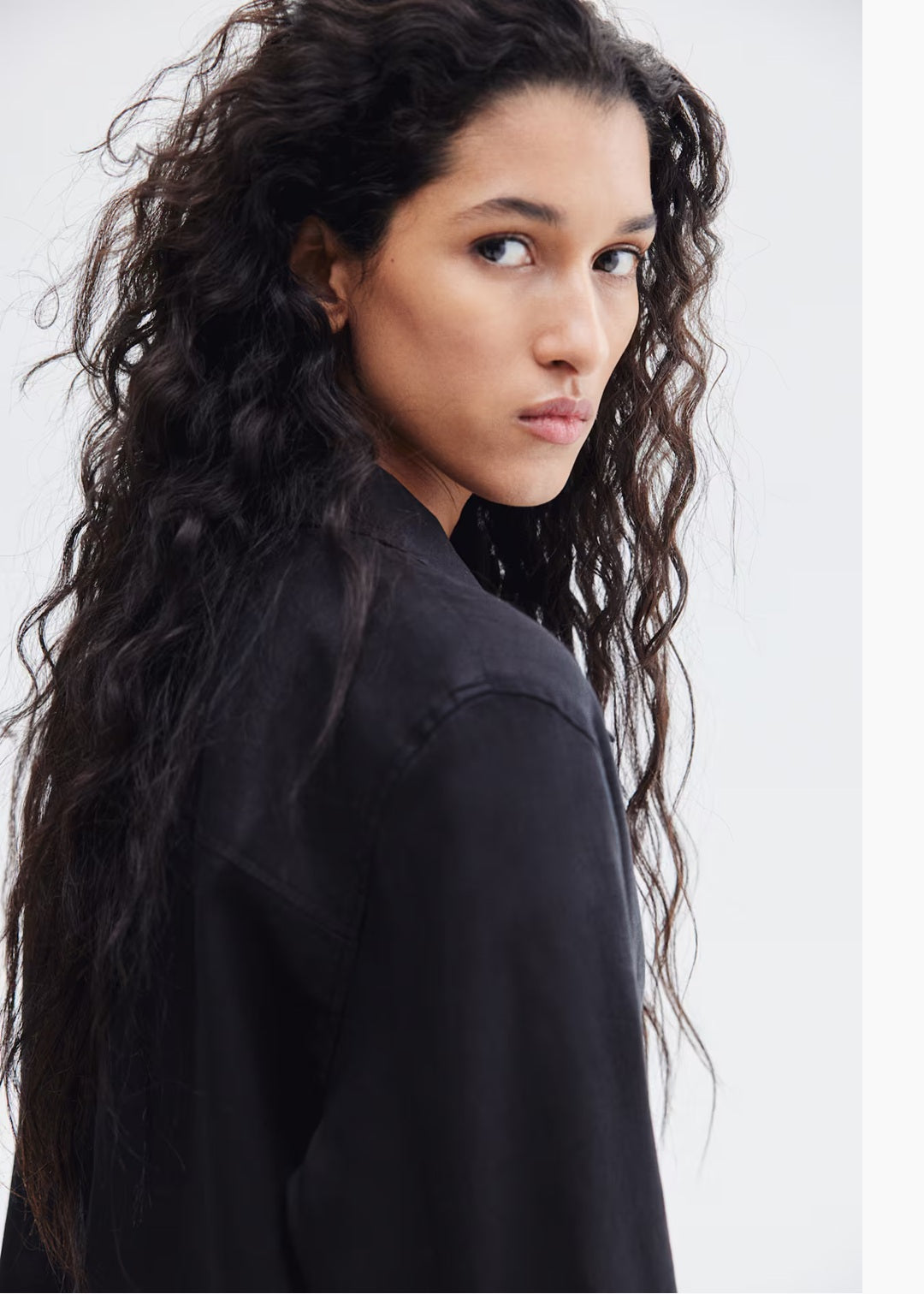 H&M Linen Shirt - Black/Khaki