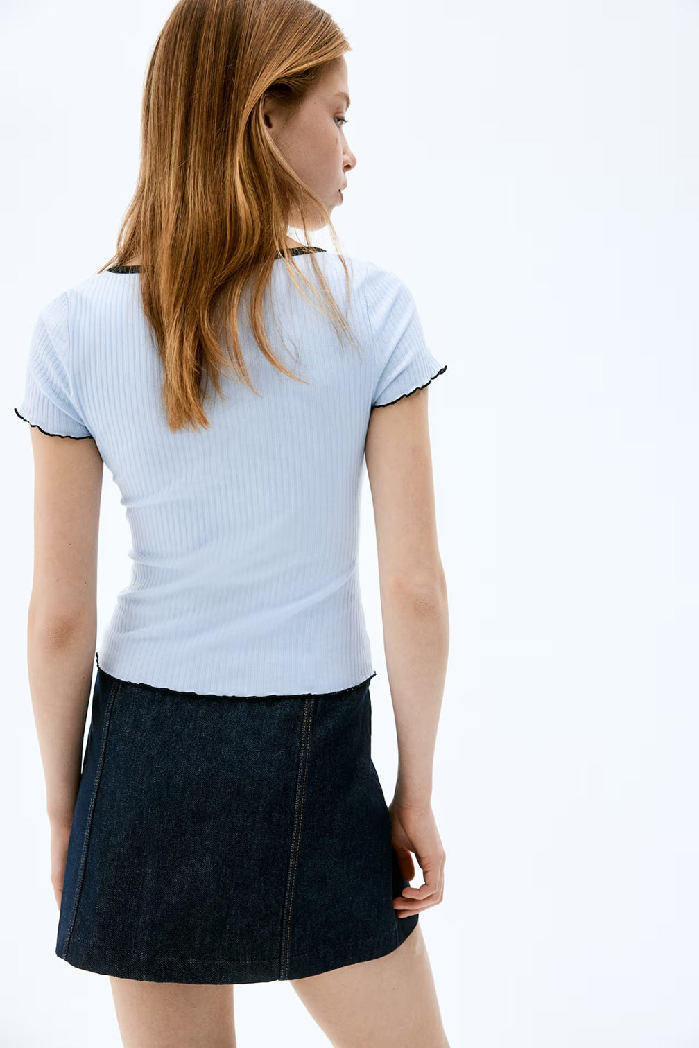 H&M Overlock-Detail Ribbed Top