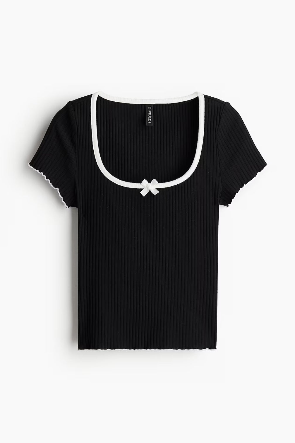 H&M Overlock-Detail Ribbed Top