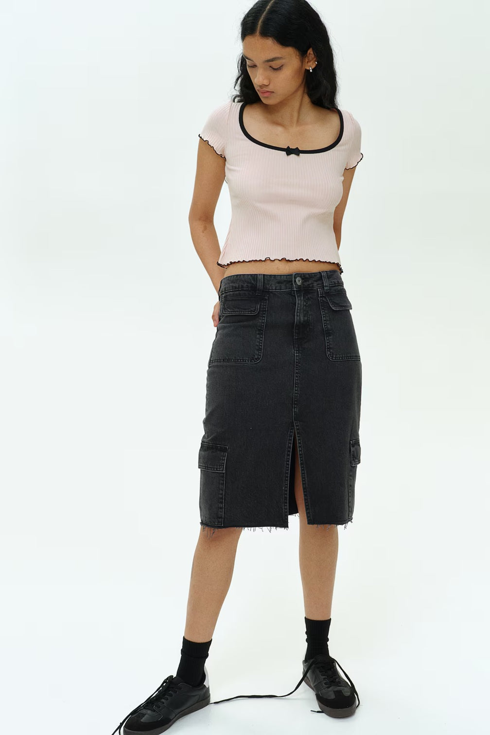 H&M Overlock-Detail Ribbed Top