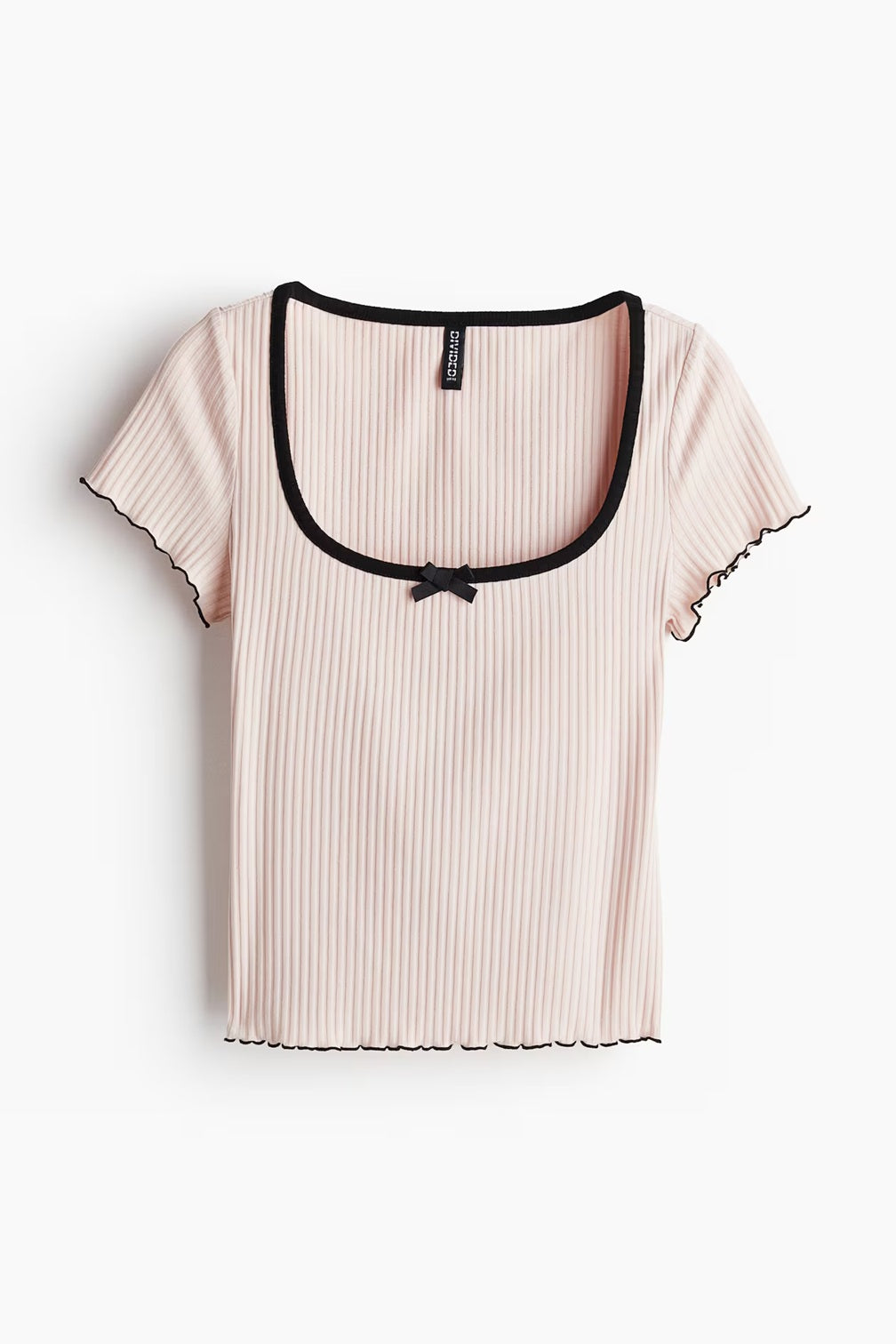 H&M Overlock-Detail Ribbed Top