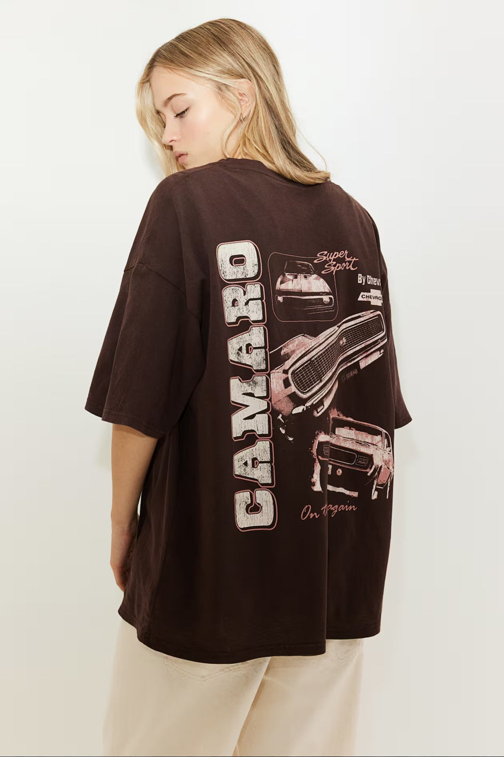 H&M Oversized Printed T-shirt - Black/Brown