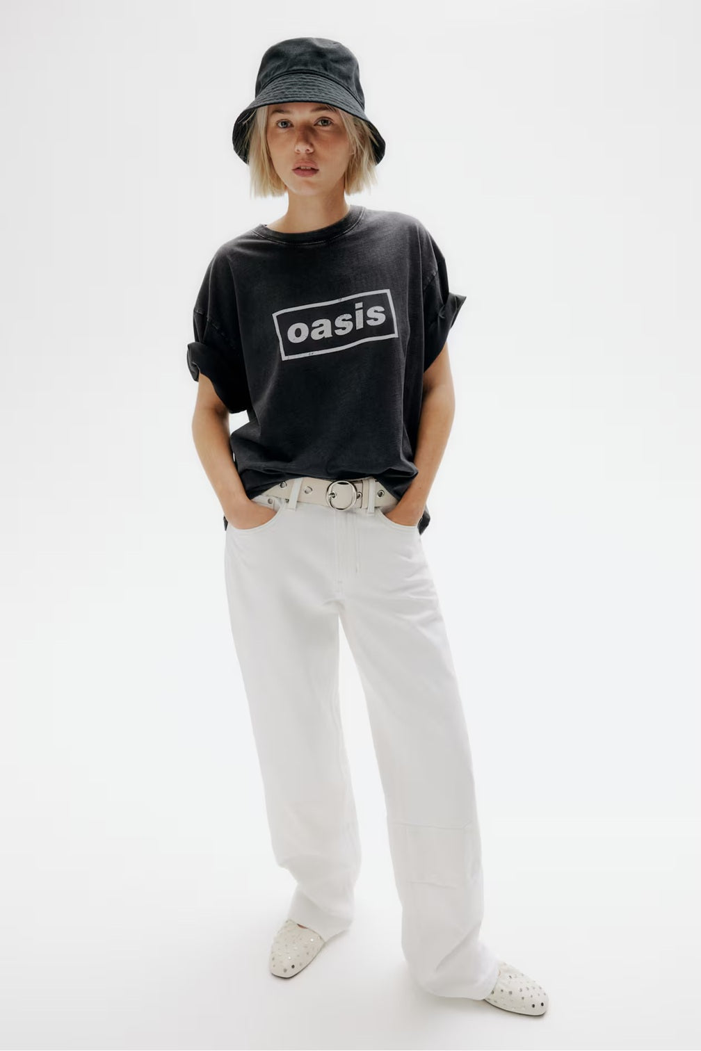 H&M Oversized Printed T-shirt - Grey