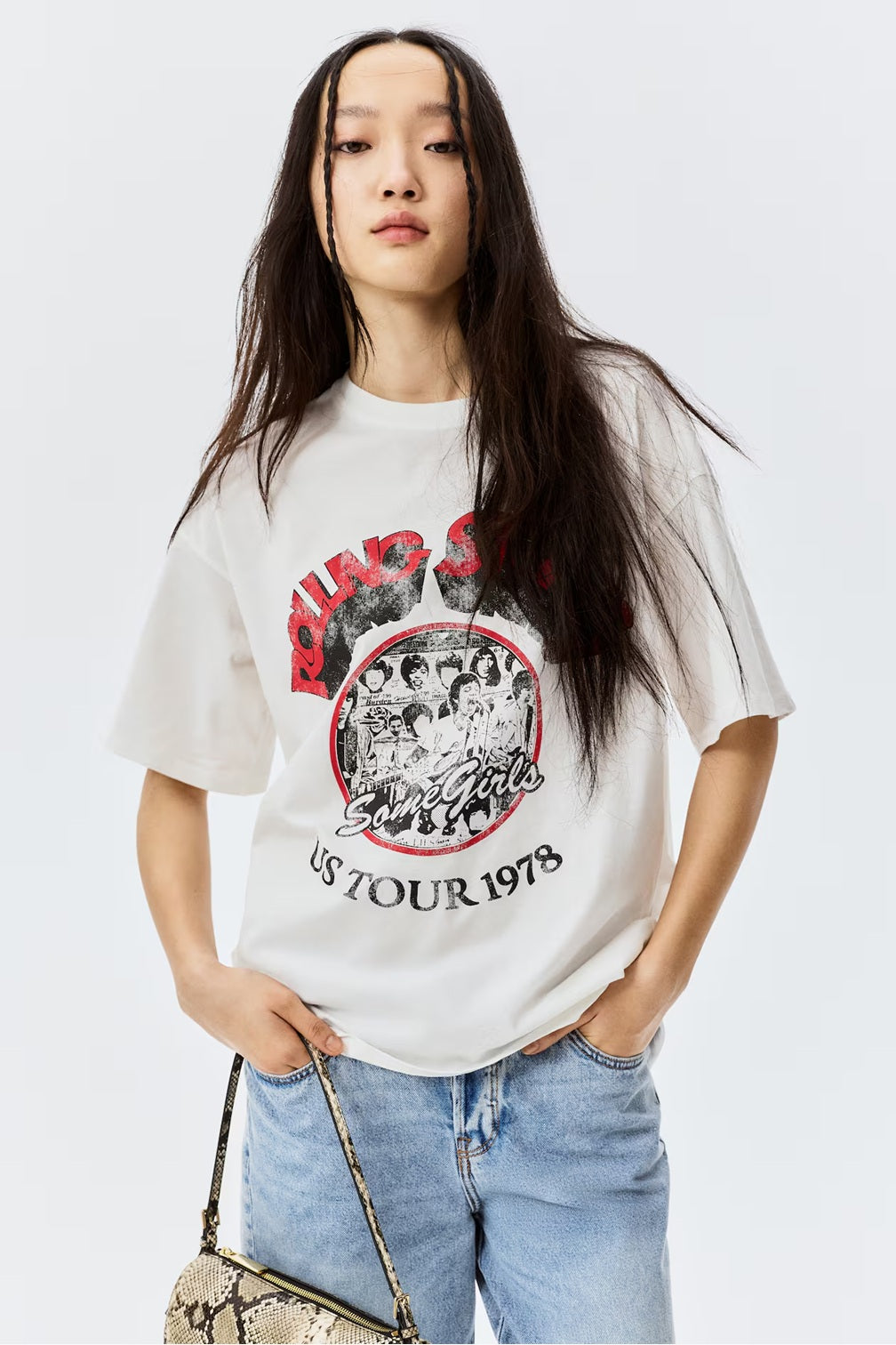 H&M Oversized Printed T-shirt - Cream