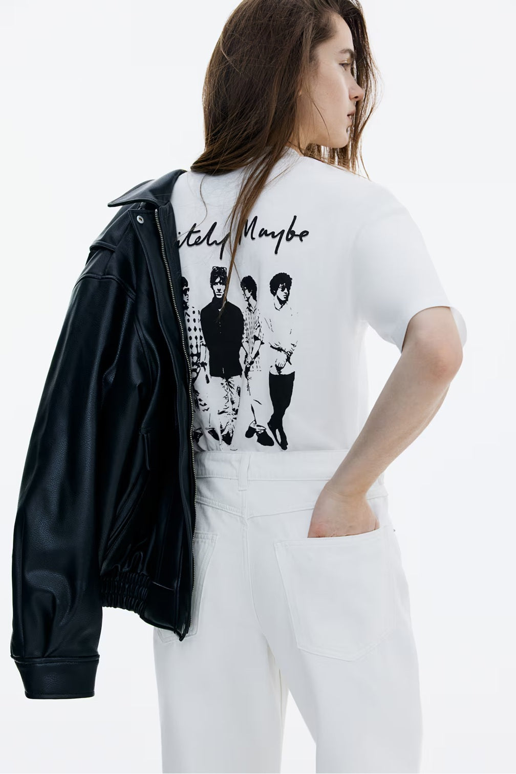H&M Oversized Printed T-shirt - Cream