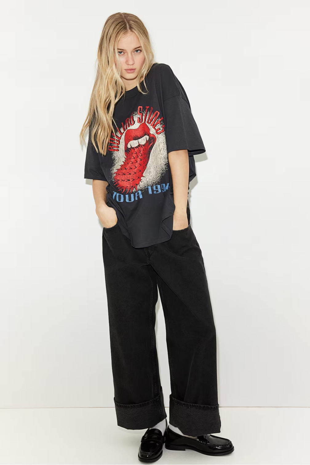H&M Oversized Printed T-shirt - Grey