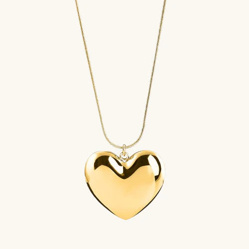 Golden Heart Charm Chain Necklace & Unique Gold Bow & Heart Drop Earrings Combo Set