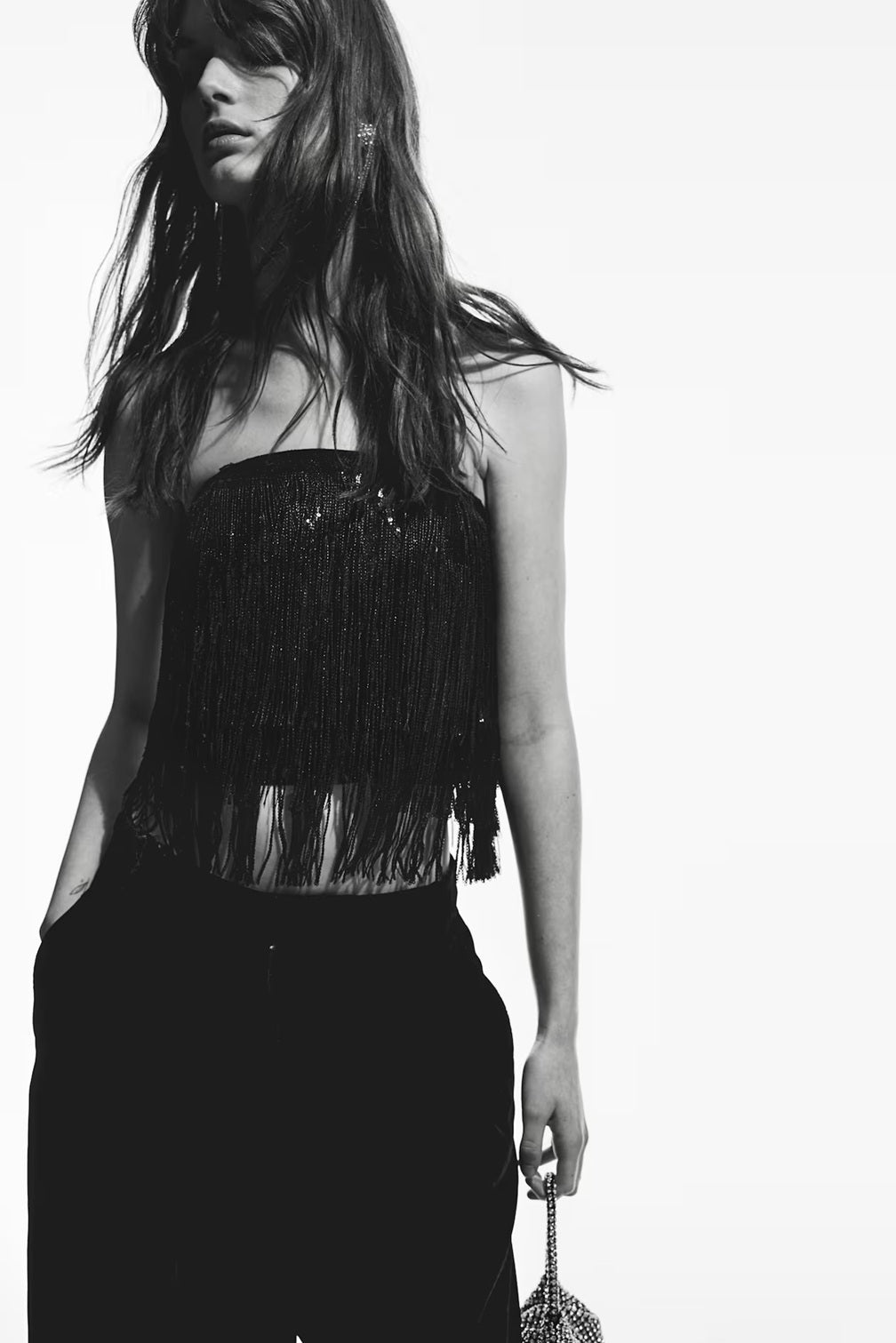 H&M Sequin-Fringed Bandeau Top