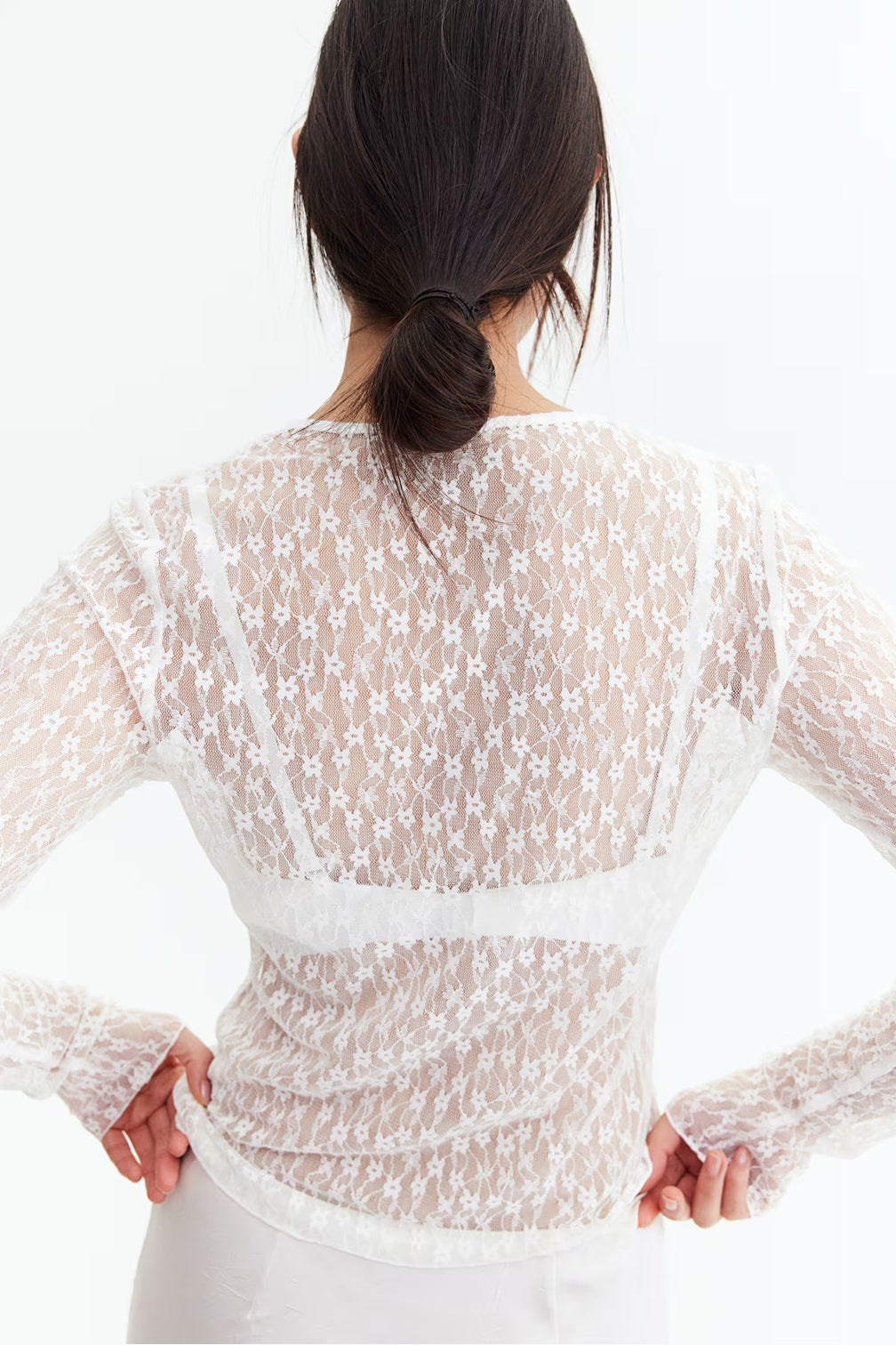 H&M Tie-Detail Lace Top