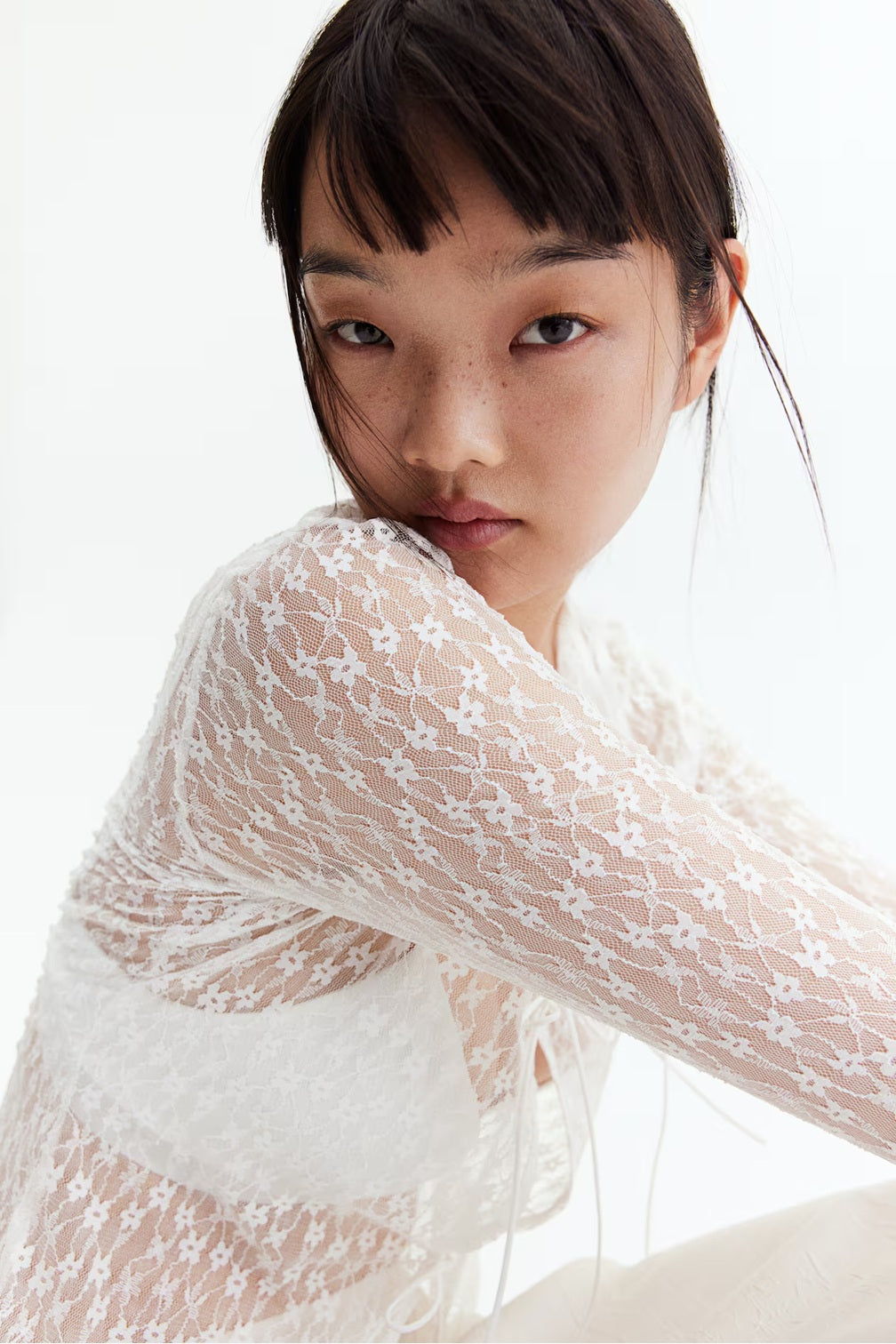 H&M Tie-Detail Lace Top