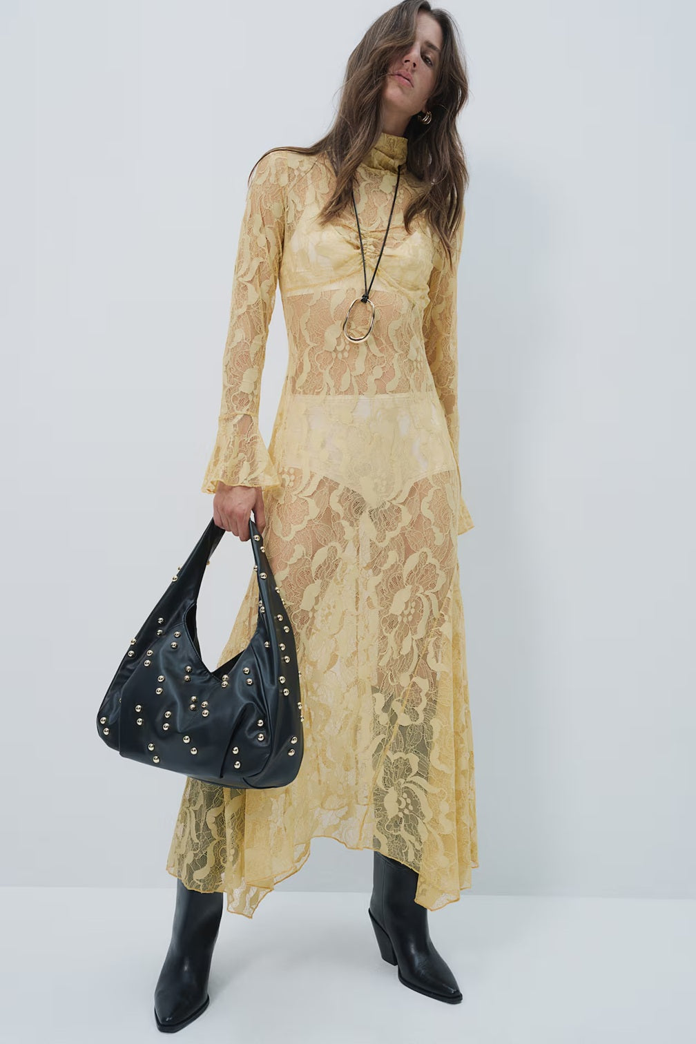 H&M Turtleneck Lace Maxi Dress