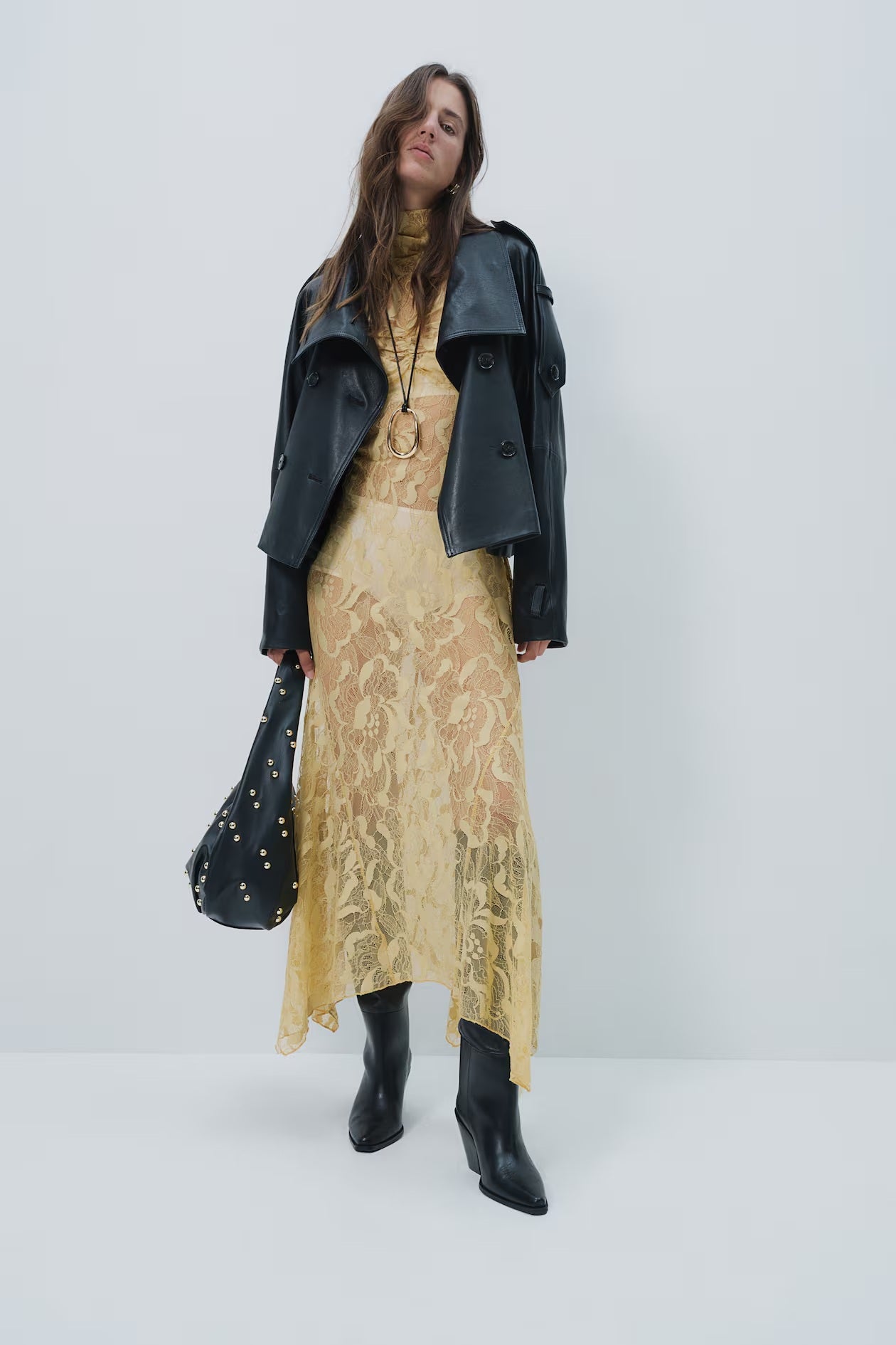 H&M Turtleneck Lace Maxi Dress