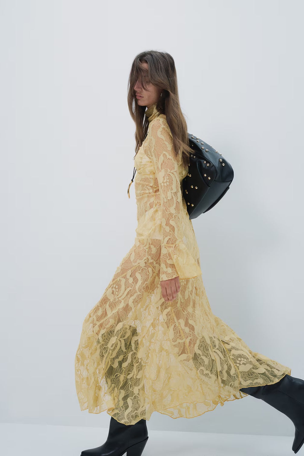 H&M Turtleneck Lace Maxi Dress