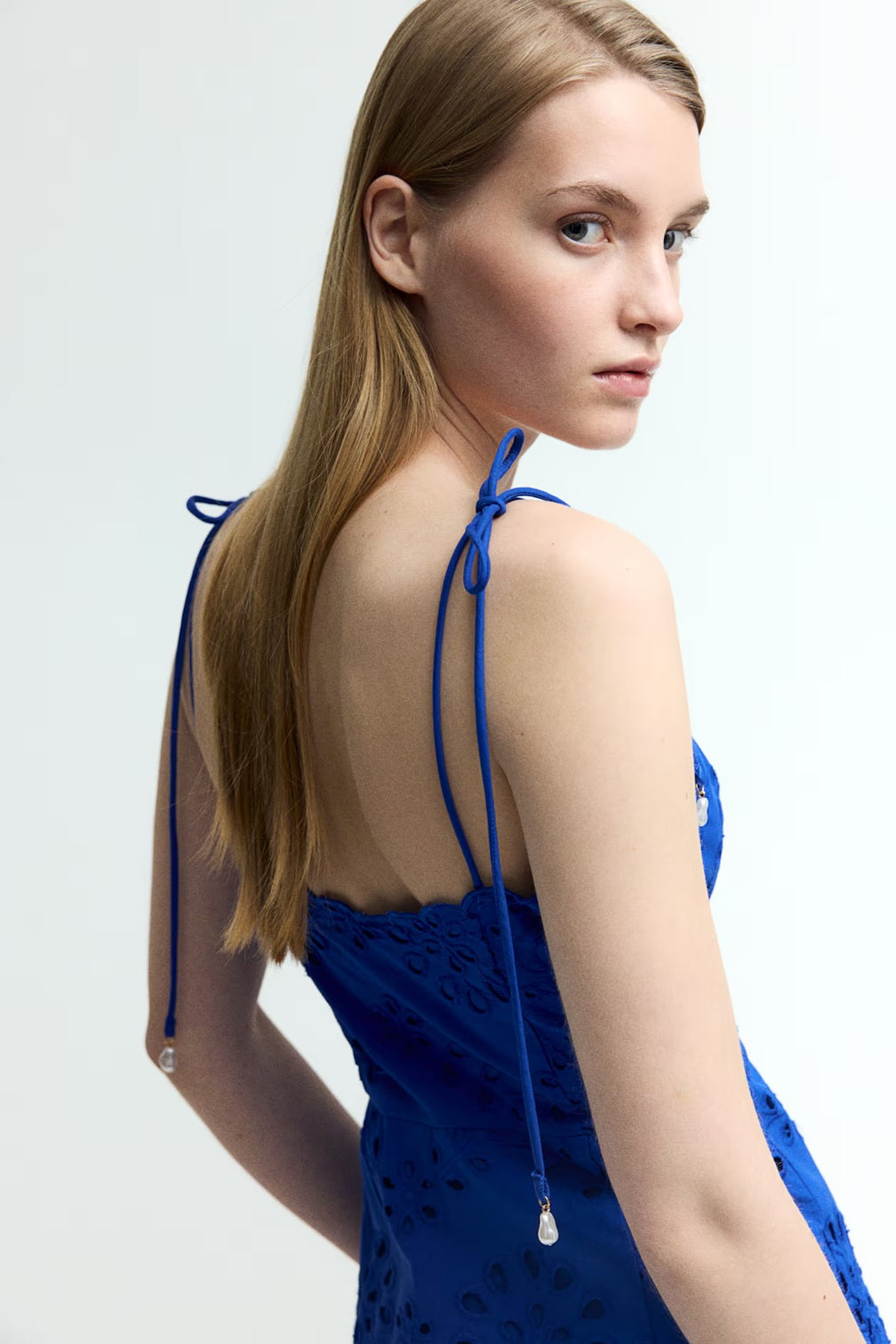 H&M Tie-Strap Broderie Anglaise Dress