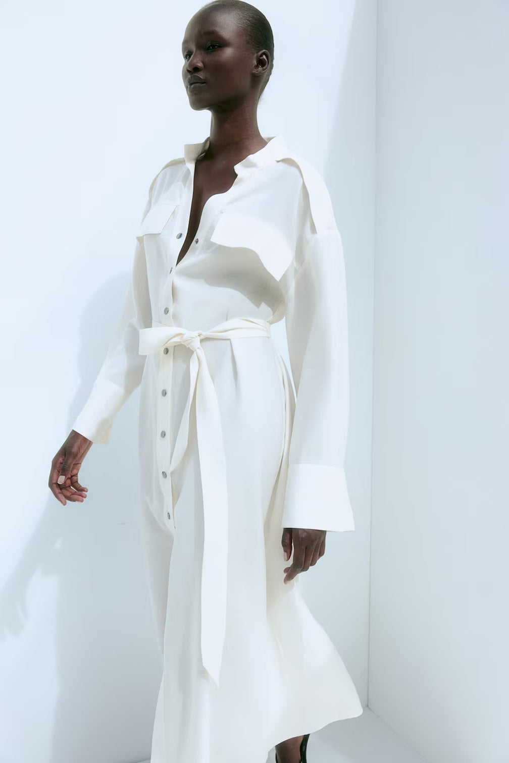 H&M Long Tie-Belt Dress