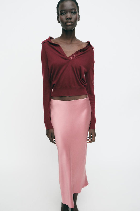 ZARA Satin Midi Skirt
