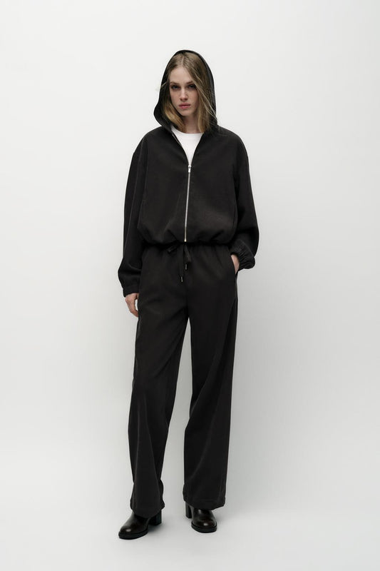 ZARA Textured Bomber Jacket with Hood