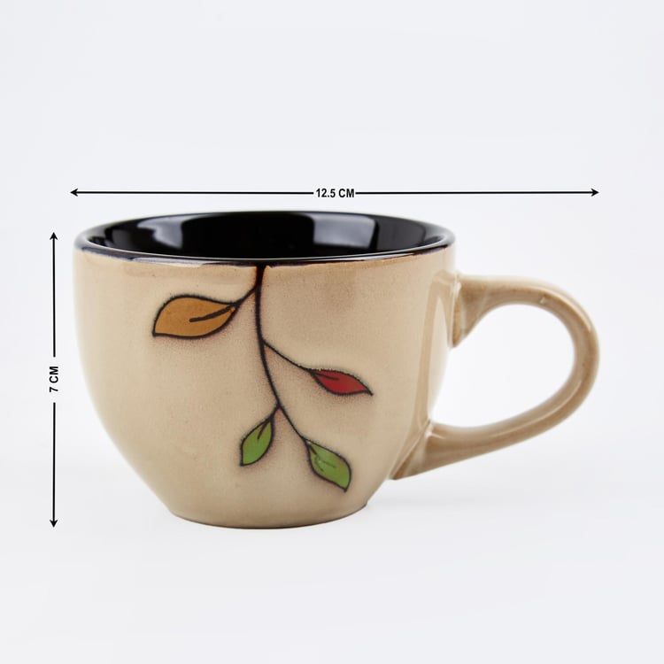 Caraway Set of 6 Stoneware Cups and Saucers with Stand - 220ml