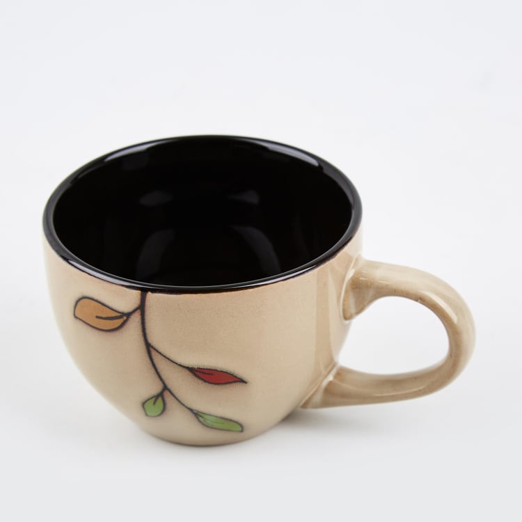 Caraway Set of 6 Stoneware Cups and Saucers with Stand - 220ml