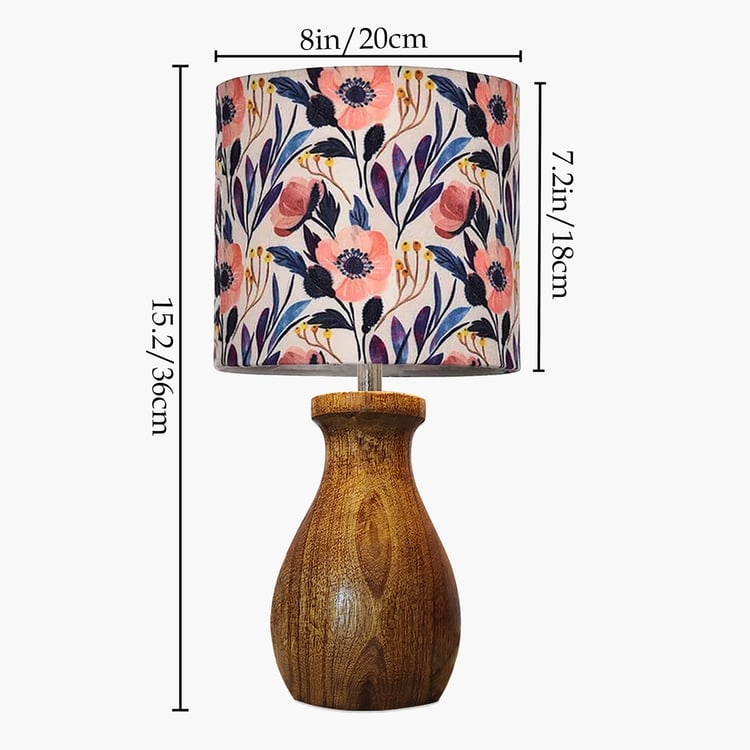 HOMESAKE Wooden Dovel Pot Iris Table Lamp