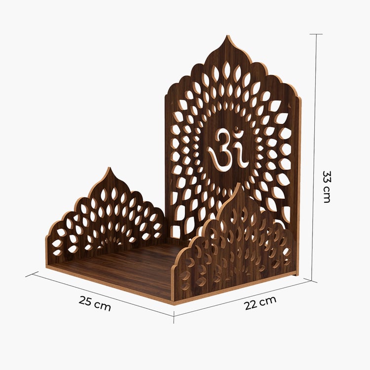 HOME SPARKLE Om Mandir Wall Shelf - Brown