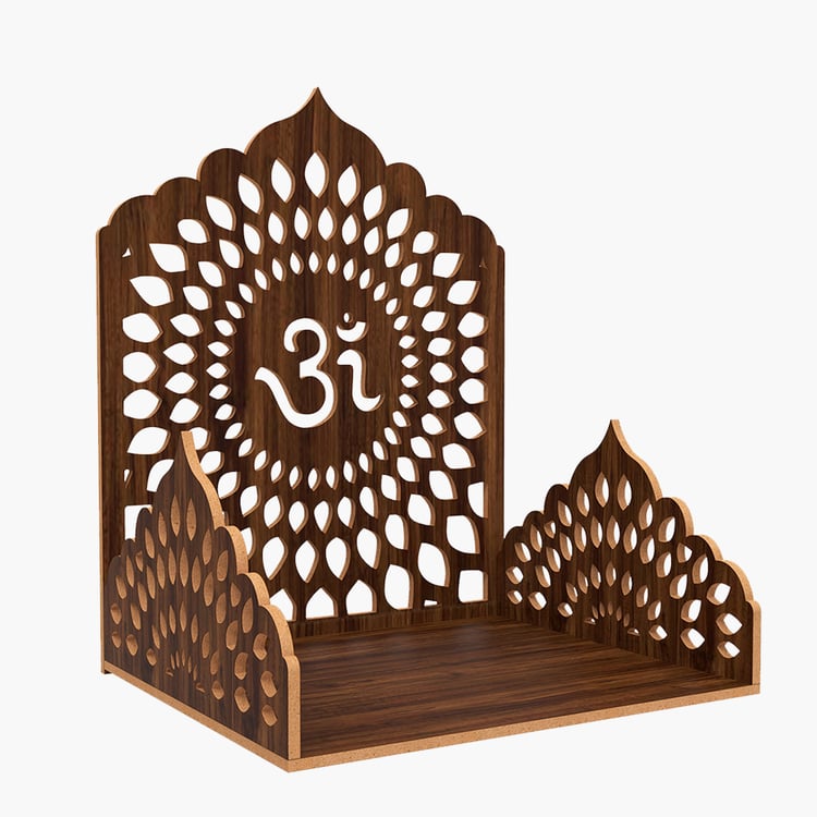 HOME SPARKLE Om Mandir Wall Shelf - Brown