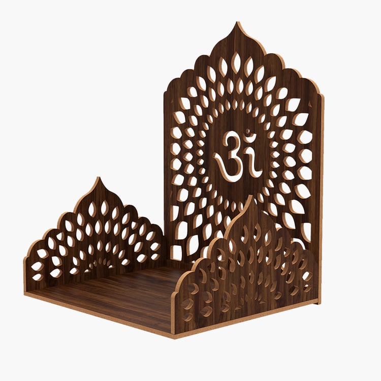 HOME SPARKLE Om Mandir Wall Shelf - Brown