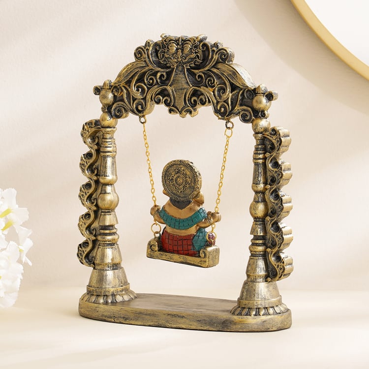 Alpana Checks Polyresin Ganesha on Swing Figurine