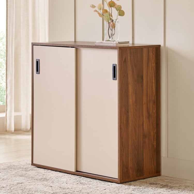 Addison Sliding Door Book Cabinet - Brown