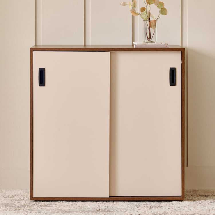 Addison Sliding Door Book Cabinet - Brown