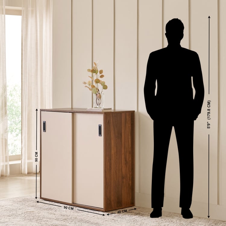 Addison Sliding Door Book Cabinet - Brown