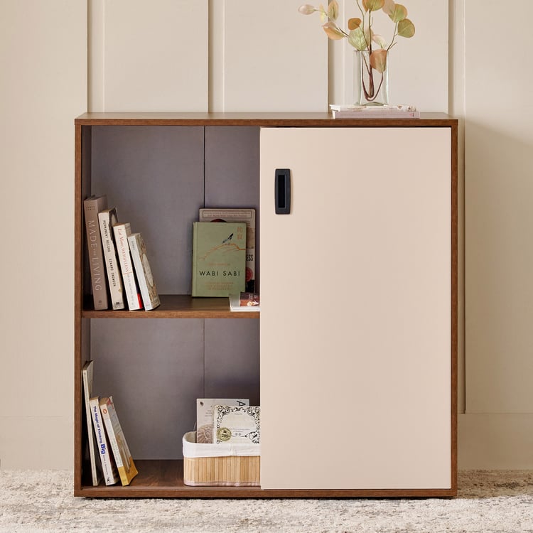 Addison Sliding Door Book Cabinet - Brown